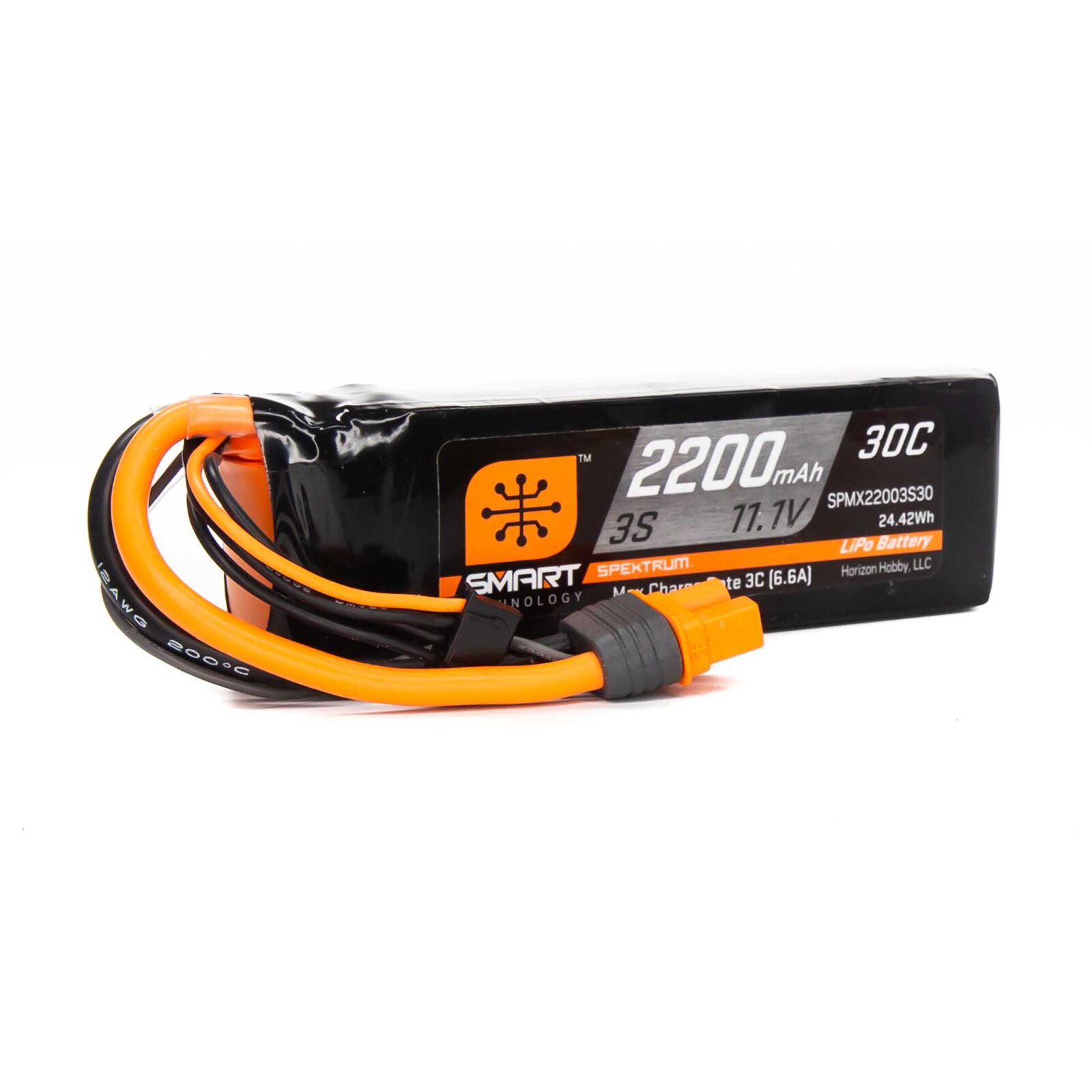 Spektrum SMART 2200mAh 3S 30C Smart LiPo Battery: IC3 | e-Flite