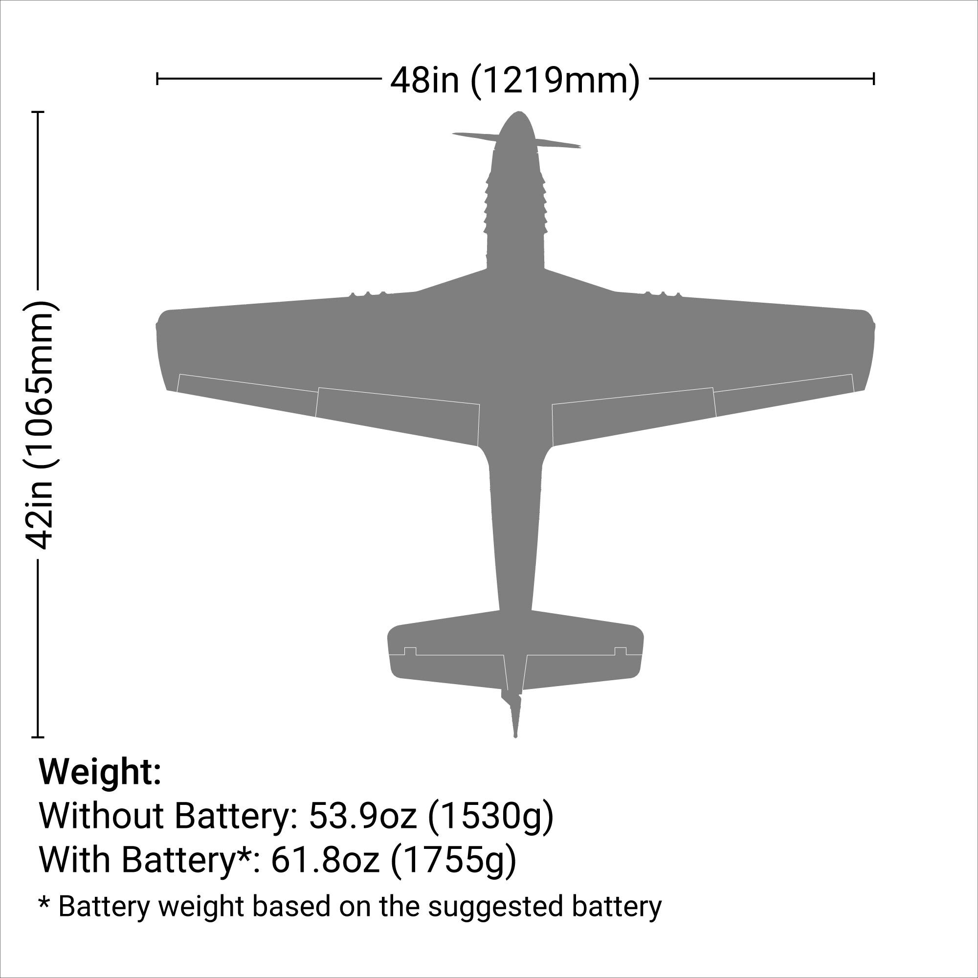 E-flite P-51D Mustang 1.2m BNF Basic with AS3X and SAFE