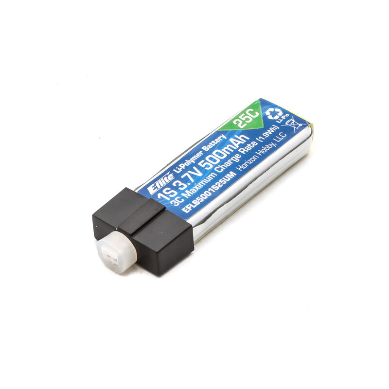 3.7V 500mAh 1S 25C LiPo Battery: PH 2.0 (High-Current Ultra Micro)