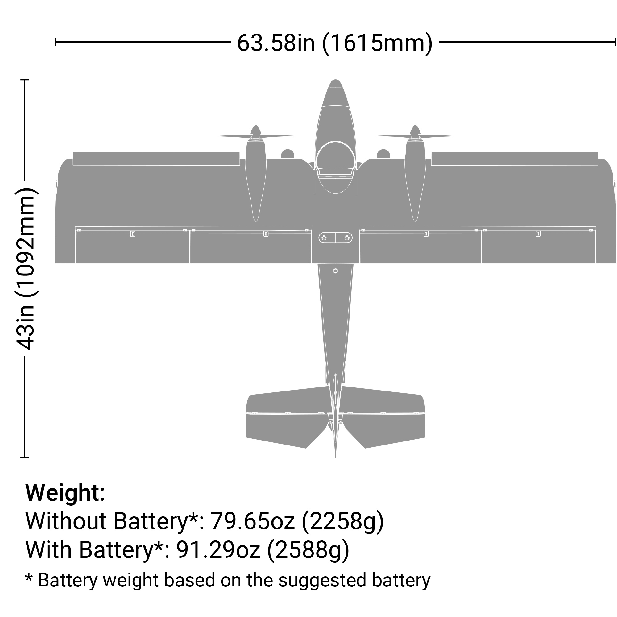 Twin Timber 1.6m BNF Basic with AS3X and SAFE Select